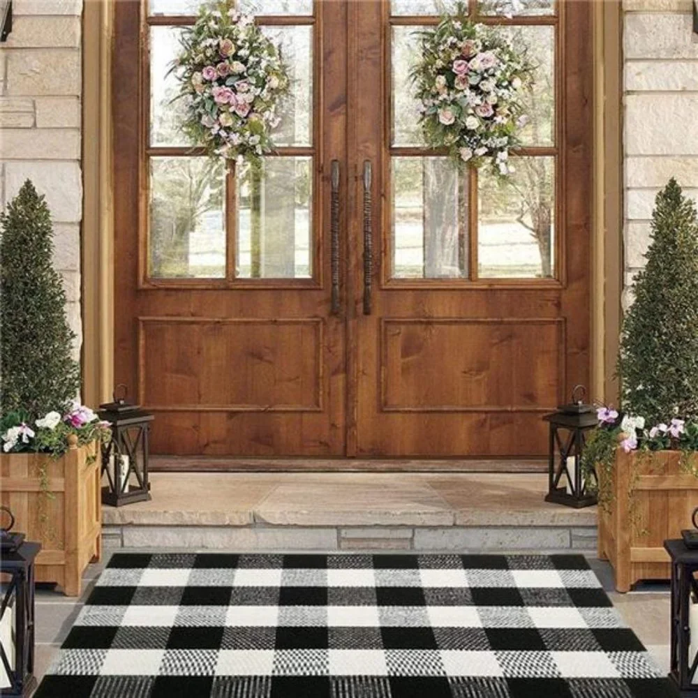 Buffalo Plaid Check Rug - 27.5''x43'' Cotton Hand-Woven Indoor/Outdoor